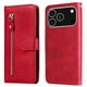 thumbnail image 2 of Funda con Cremallera para iPhone 17 Pro, Carcasa Cartera de Cuero PU con Soporte y Tarjetero, 2 of 5