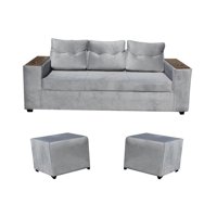 Almore - Sofa Wilson 3C + 2 Pouf Gris