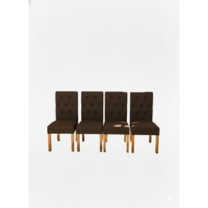 Vitelio - Pack 4 Sillas De Comedor De Madera Capitonés