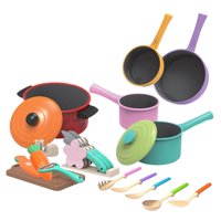 Magideal - 21 Piezas De Juguetes De Cocina Para Niños, Juego De Simulación De Cocina, Juego De Simulación De Cocina, Juego De Cortar Alimentos Para Niños Y Niñas