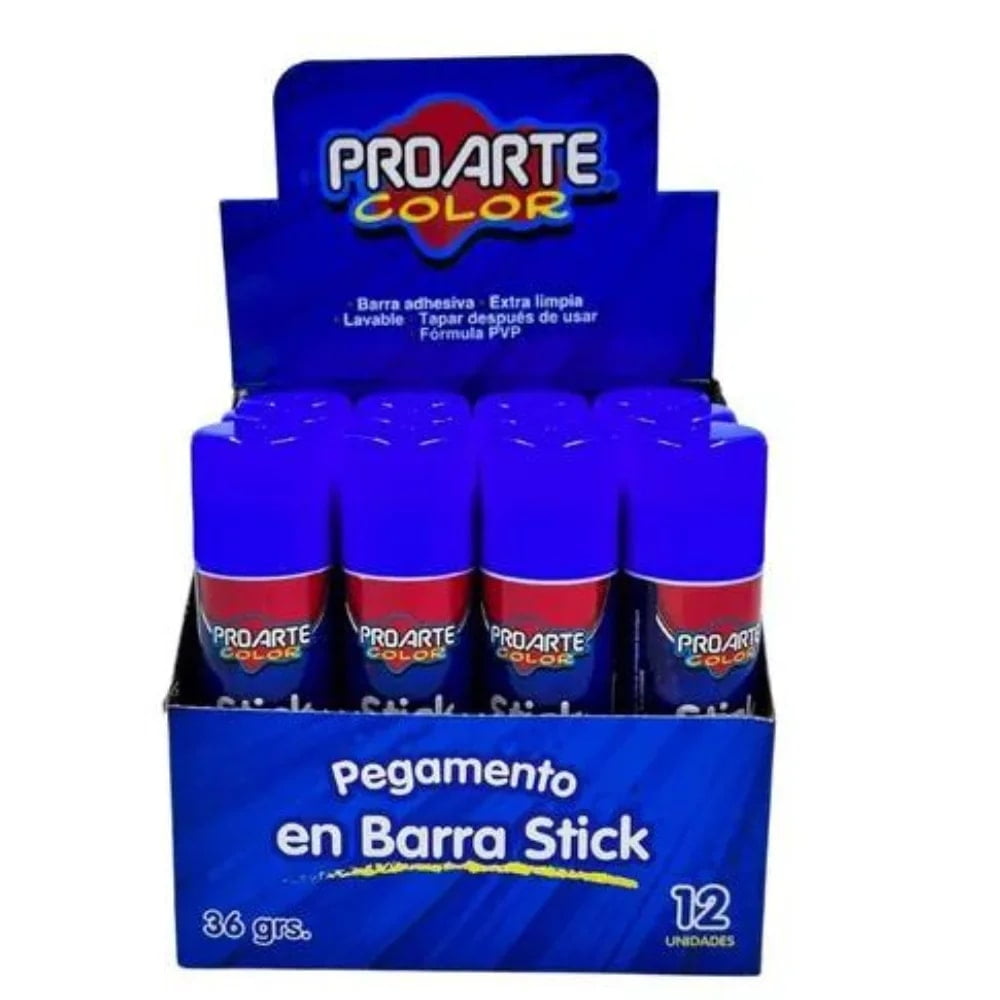 Proarte - Caja Pegamento En Barra 36grs 12 Und
