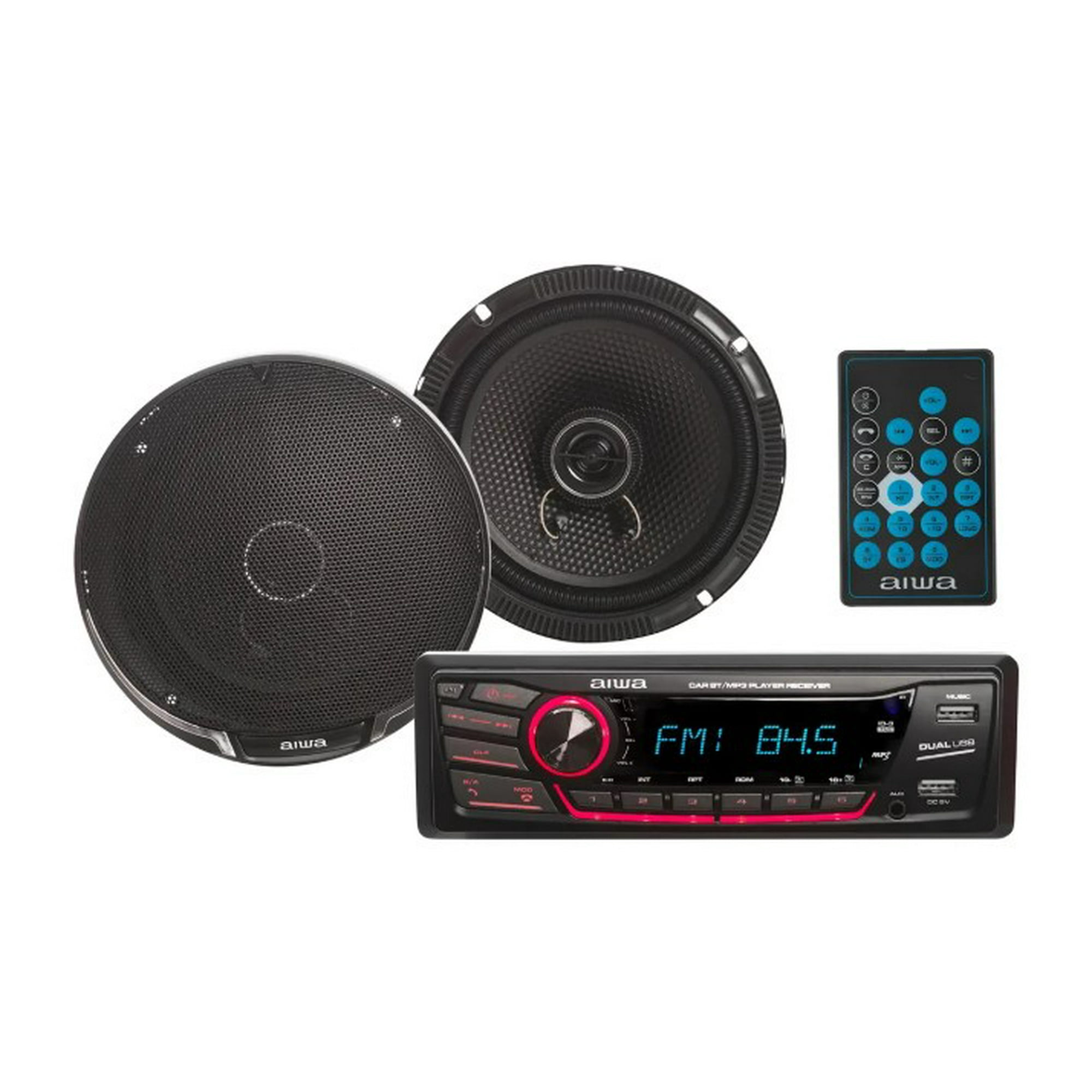 Aiwa - Combo Radio Bluetooth 1 Din + Parlante Auto Caw-2016bt