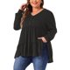 thumbnail image 4 of Agnes Orinda Tops de Talla Grande para Mujer Cuello en V Manga Larga Botón Peplum Túnicas Babydoll TunicTops 1X Negro, 4 of 5