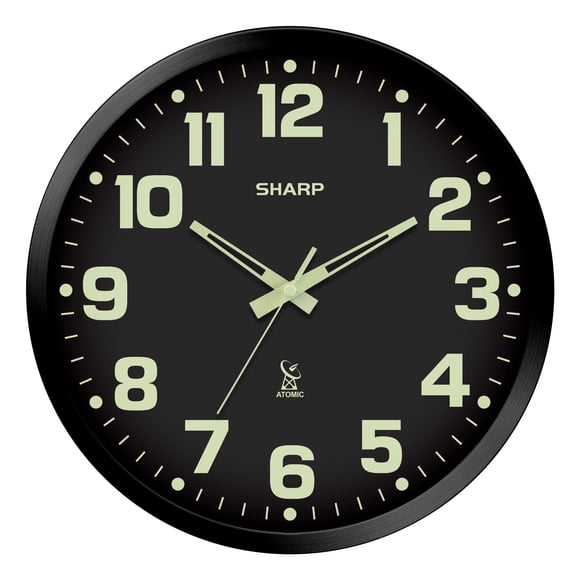 Reloj De Pared Glow In The Dark Atomic De 30 Cm Con Marco Negro