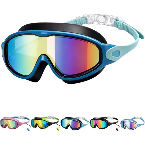 Gafas natación antivaho con pinza nariz tapones oídos antigoteo visión amplia protección UV