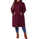 thumbnail image 2 of Abrigo de invierno largo con bolsillos y abertura trasera para mujer de talla grande Agnes Orinda, cuello alto clásico, manga larga, 2X Burdeos, 2 of 6