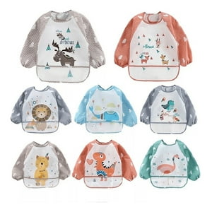 Genérico - Set 3 Baberos Silicona Impermeable Manga Larga Bebe Lau