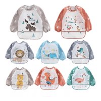 Genérico - Set 3 Baberos Silicona Impermeable Manga Larga Bebe Lau