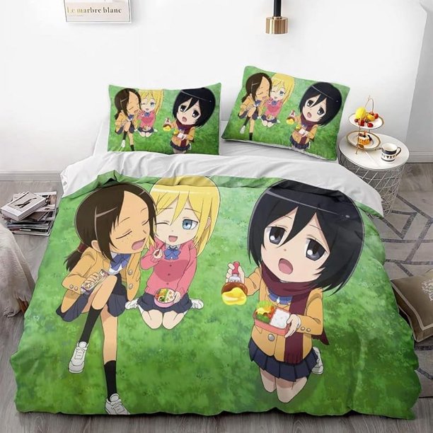 Invad-e on Tit-an Ere-n Le-i Anime -Soft 3D P-rint-d Duvet- Cover Bedd-ing Set with Comfort-er Cover