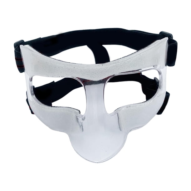 Protector nasal deportivo, máscara transparente de baloncesto, protector facial de béisbol para nariz rota, protector facial ajustable, protector Caras Completas Cuerda Negra