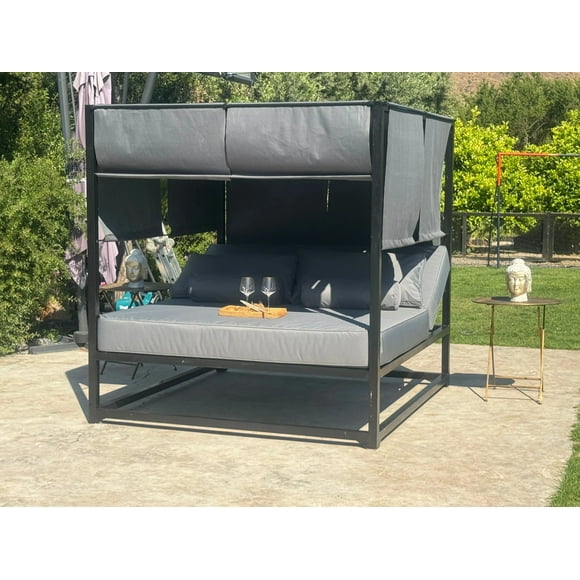 Cama balinesa moderna , super king ,gris