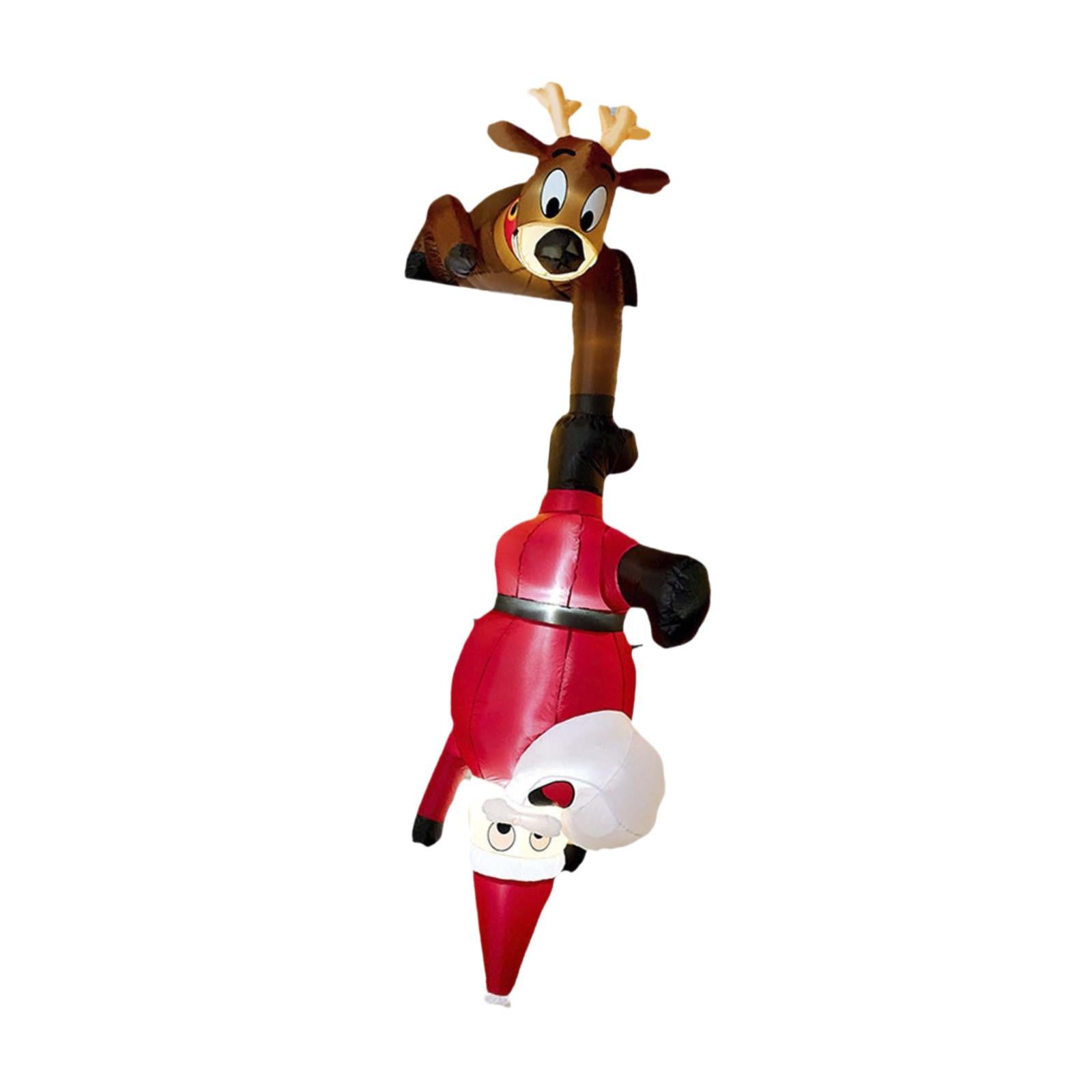 Magideal - Papá Noel Inflable Navideño Con Reno Y Adornos Navideños Con Luces Led Incorporadas, Decoración Divertida Para Exteriores, Decoración Navideña Para El