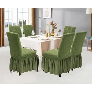 Casadeliacl - Funda Para Silla Diseño Turca Texturizado De Hojas 6 Unidad Verde Musgo / Texturizado Hojas