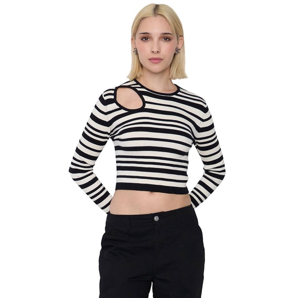 Tejido Mujer Manga Larga Cut Out Ecru Corona