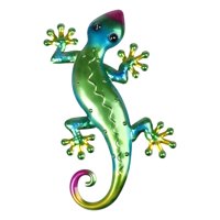 Magideal - Decoración De Pared Vívida Gecko, Placa Colgante Grande, Adornos Artísticos Con Cola De Hierro Rizada Para Jardín, Sala De Estar, Dormitorio, Comedor, , Verde Vert 2
