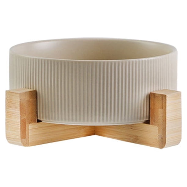 Cuencos de cerámica para perros con soporte de madera, cuencos de agua y comida para perros, cuencos de comida para perros de gran peso