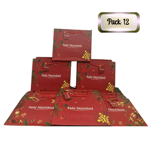 Genérico - Pack 12 Bolsas De Regalo 26 Cm X 32 Cm Rojas Con Dorado Navidad 2025