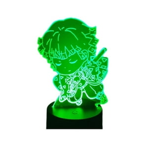 Lelumania - Lampara Ilusion 3D Demon Slayer Zenitsu De 7 Colores, Base Touch