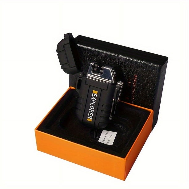 Experience the Ultimate Outdoor Adventure with Our Windproof and Waterproof USB Electronic Lighter - The Dual Arc Plasma Lighter for Men!