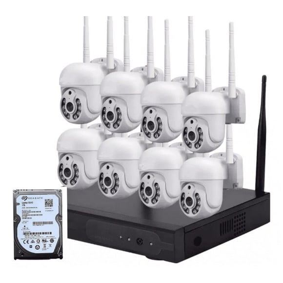 Kit 8 Cámaras Profesional Ip Audio 355º Colorvu Con Disco Duro  1 Terabyte