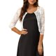 thumbnail image 1 of INSPIRE CHIC Cárdigan de Mujer Abierto al Frente 3/4 Mangas de Encaje Floral Transparente Top Corto M Blanco, 1 of 7