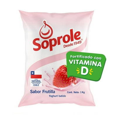Yoghurt Batido Sabor Frutilla Bolsa 1 Kg Soprole