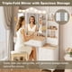 thumbnail image 3 of Vanity Desk with Mirror and Lights,Makeup Vanity with 2 USB Power Strip,Vanity Set with Two Drawers and Three-drawer Chest, 3 Lighting Modes Adjustable Brightness, Foldable Three-sided Mirror(White), 3 of 3