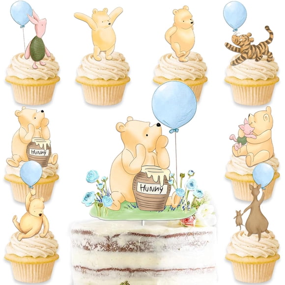 Set de decoración de tartas MOMZOGKDY Winnie para baby shower de niños, 25 unidades