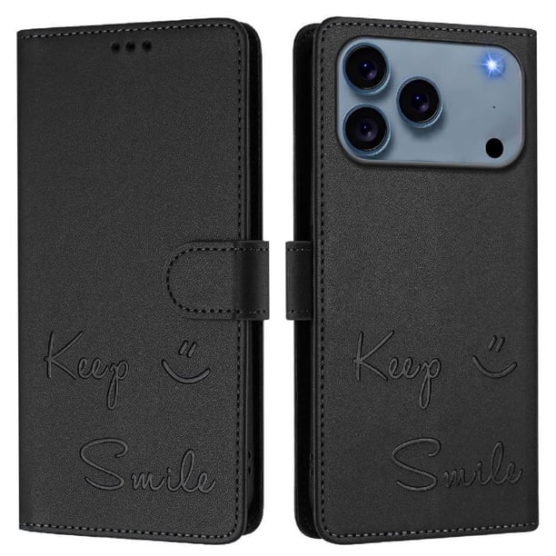 Funda Cartera para iPhone 17 Pro con Bloqueo RFID, Cierre Magnético y Ranuras Tarjetas Negro