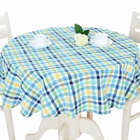 Mantel Polycotton Redondo / Cuadrille Verde Azul Amarillo – Doral