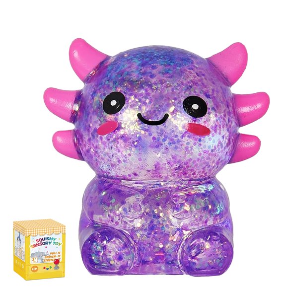 Juguete Aplastable CZYWJMEI Axolote Morado 7 cm con Brillantina