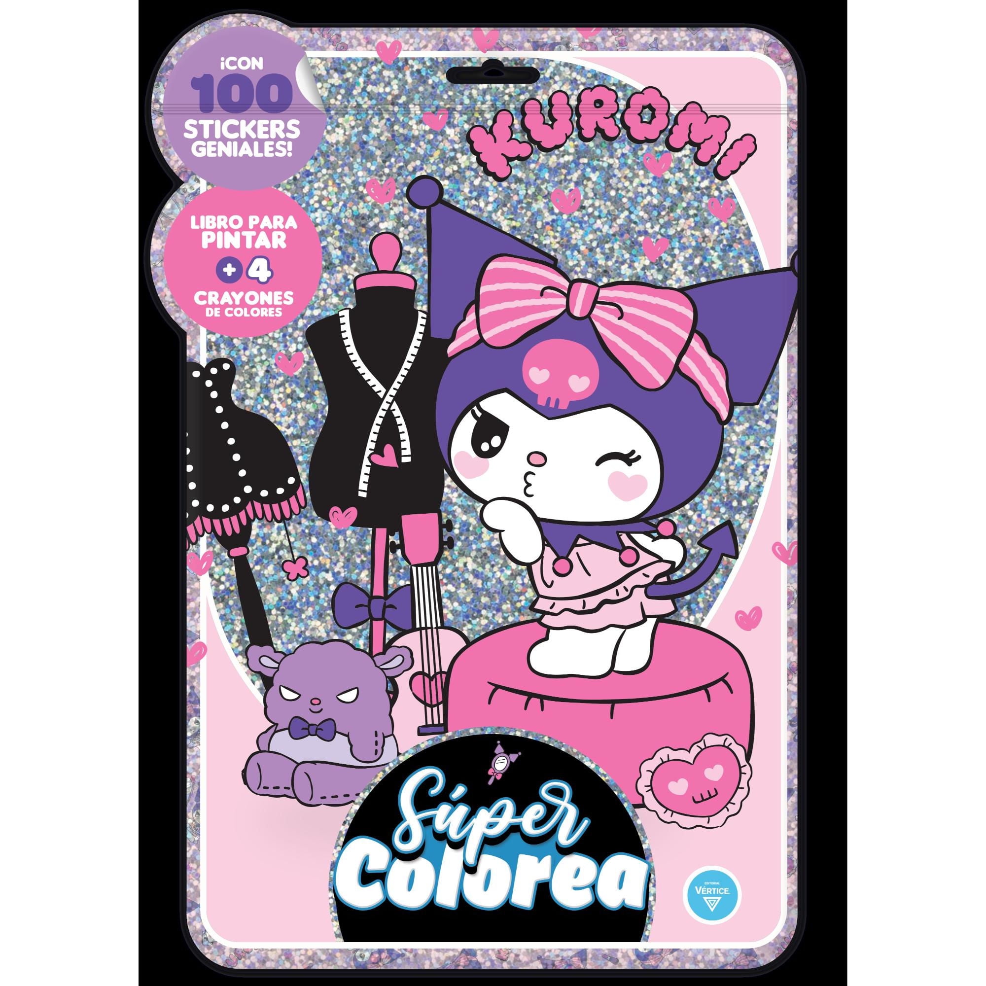 Libro Para Pintar + 4 Crayones Kuromi Vertice