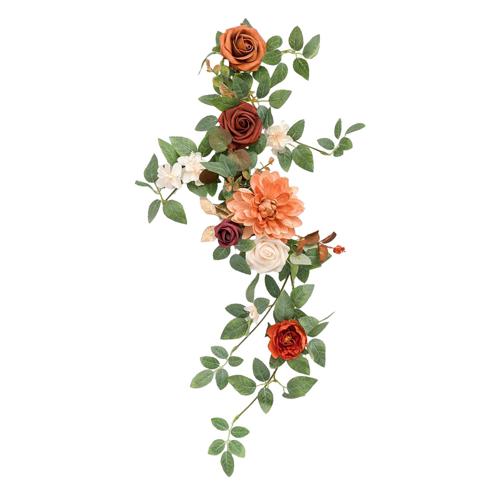 Magideal - Guirnalda De Centro De Mesa De Flores Artificiales, Flor Decorativa Colgante Para Arco De Boda, Flor De Seda Para Decoración Del Hogar De Recepción Naranja