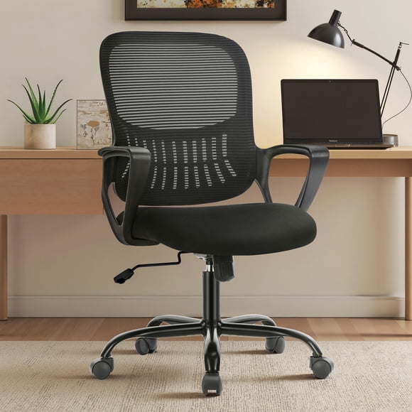 Silla OLIXIS Ergonómica de Respaldo Medio con Malla Ajustable Negra