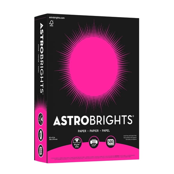 Papel de colores Neenah Astrobrights Fireball, fucsia, 24 libras, 500 hojas