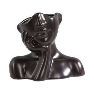 Magideal - Jarrón De Media Cara, Florero, Florero Decorativo Para La Cabeza, Florero De Busto De Medio Cuerpo Para Decoración De Centro De Mesa , 1 Mano 1 Mano 15X12.9X7.6Cm