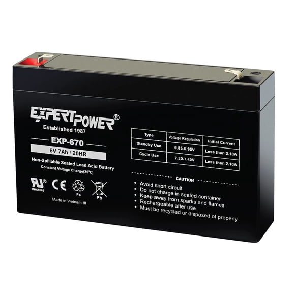 Batería ExpertPower 6 V 7 Ah SLA con terminal F1