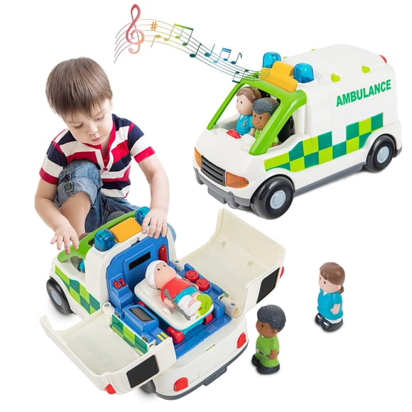 Ambulance Toy Auspint Ambulance Ambulance alimentado por fricción con luces