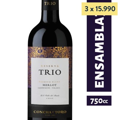 Vino Tinto Trío Merlot Botella