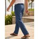 thumbnail image 3 of INSPIRE CHIC Pantalones de Lino Transpirables con Botones y Cintura Ajustable para Hombre, Casuales y Ligeros, 34 Azul Marino, 3 of 6