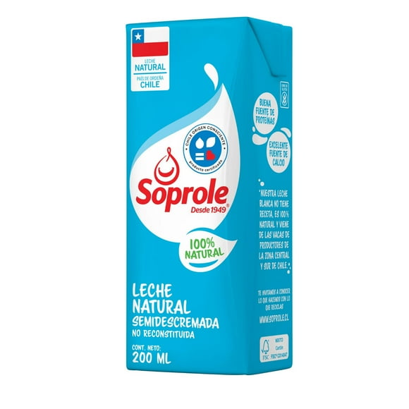 Leche Semidescremada Natural Caja, 200 ml