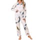 thumbnail image 2 of INSPIRE CHIC Conjunto de Pijama de Mujer de Viscosa con Botones de Manga Larga, Ropa de Dormir Floral con Bolsillos y Cintura Elástica S Cielo Estrellado Pájaros, 2 of 6