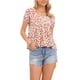thumbnail image 1 of INSPIRE CHIC Tops Florales Babydoll para Mujeres Cuello Redondo Plisado Camiseta Linda de Manga Corta Blusas Casuales L Beige, 1 of 6