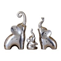 Bothyi - 3 Piezas Estatuas De Elefante Decoraciones De Escritorio Para Entrada Mesa De Sala De Estar Plateado