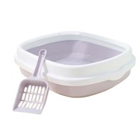 Ioensy - Inodoro Semicerrado Para Gatos, Bandeja De Arena De Viaje Duradera Más Fuerte, Limpieza De Conejo Gris