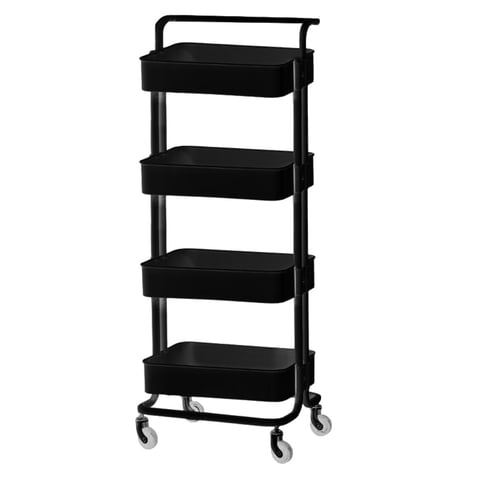 Tododescuento - Carro Organizador Estante De Almacenamiento 4 Niveles/ Negro.