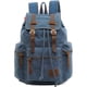 thumbnail image 1 of Mochila HuaChen Vintage de lona con detalles en piel azul, 1 of 6