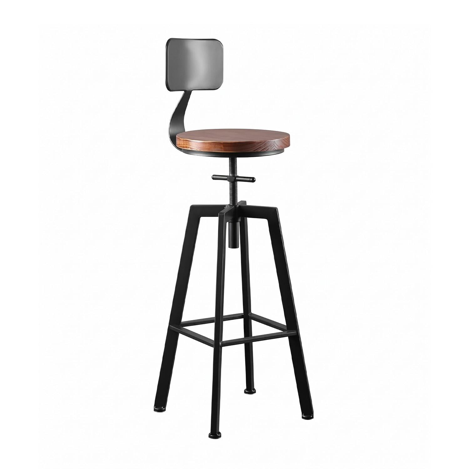 Global Latin Group - Taburete Silla Bar Cocina Piso Alto Madera Metal Estilo Industrial