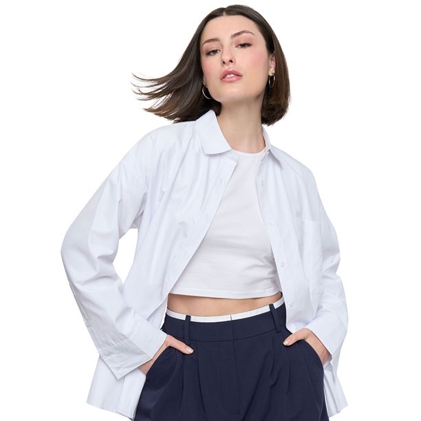 Blusa Mujer Popelina Oversize Blanco Corona