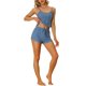 thumbnail image 2 of INSPIRE CHIC Conjunto de Pijama de Punto para Mujer Regreso a Clases Camiseta de Tirantes Finos y Pantalones Cortos con Decoración de Lazo para Primavera Verano XL Azul, 2 of 6